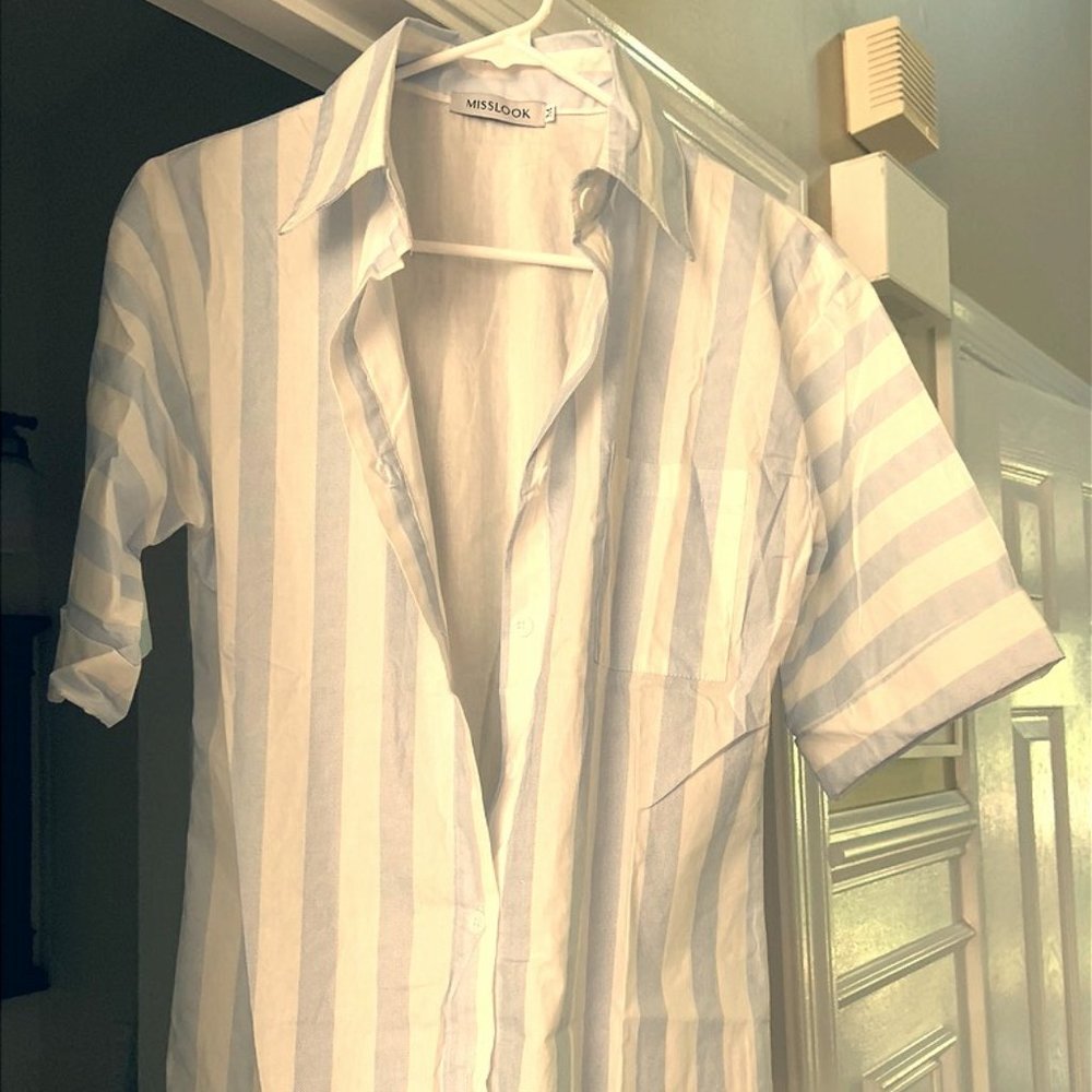 White and Blue button down blouse